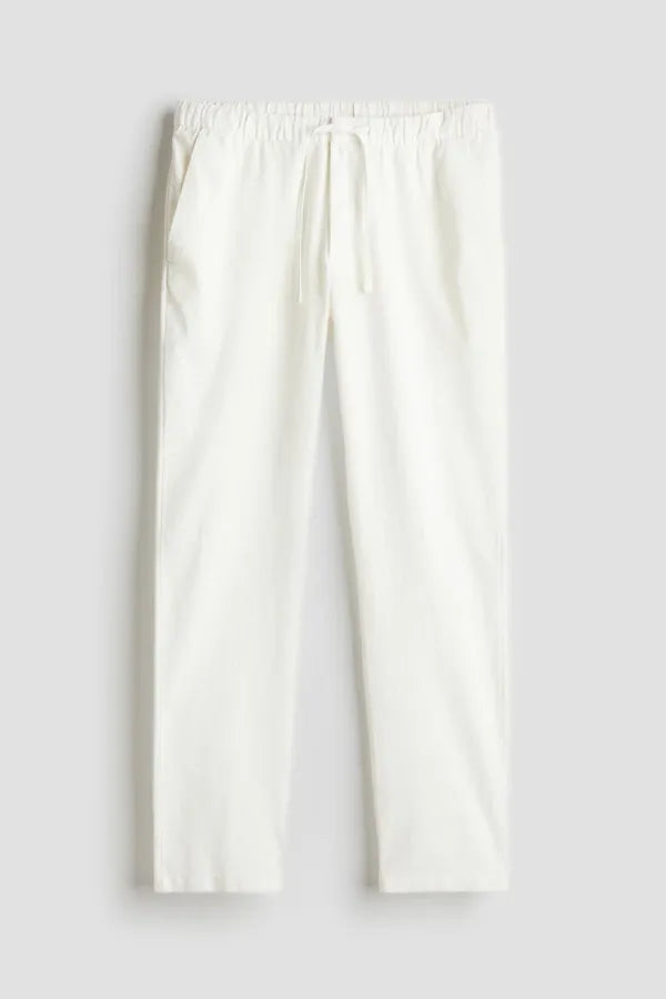 Men's Flat-Front Drawstring Trousers – Finley - White 5