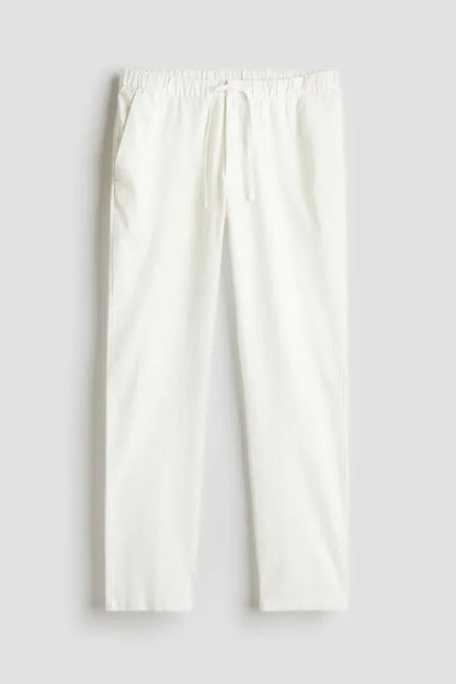 Men's Flat-Front Drawstring Trousers – Finley - White