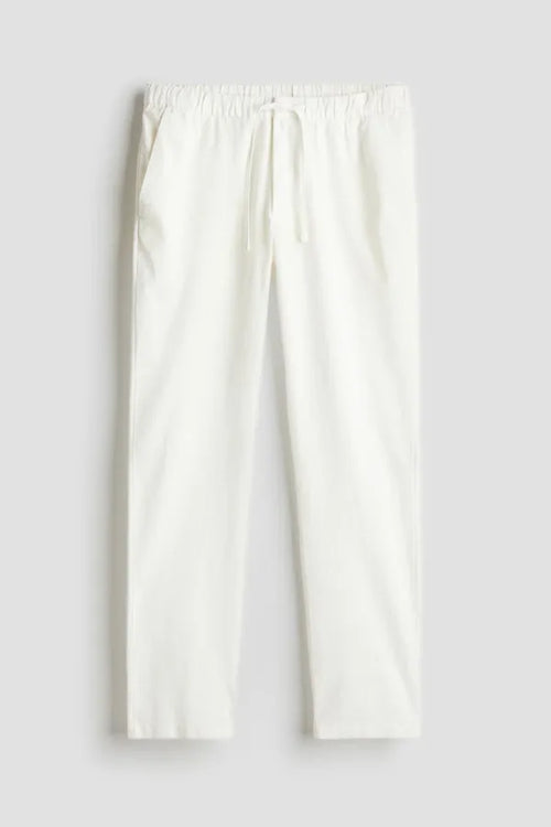 Men's Flat-Front Drawstring Trousers – Finley - White