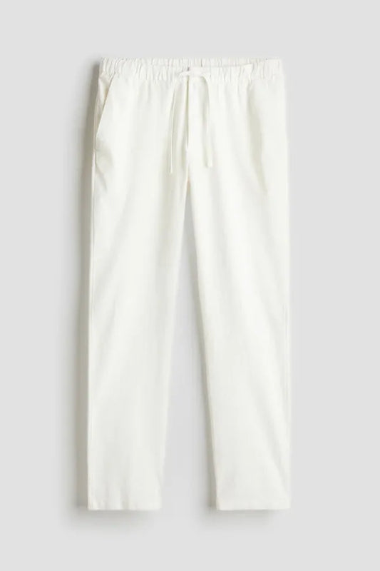 Men's Flat-Front Drawstring Trousers – Finley - White