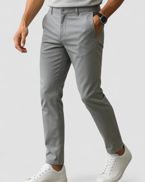 Men's Slim Fit Casual Trousers – Frederick - Light Gray