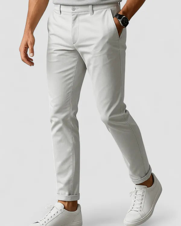 Men's Slim Fit Casual Trousers – Frederick - White