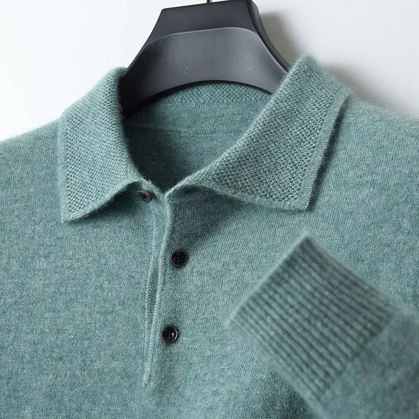 Men's Soft Long Sleeve Polo Shirt – Gavin - Green