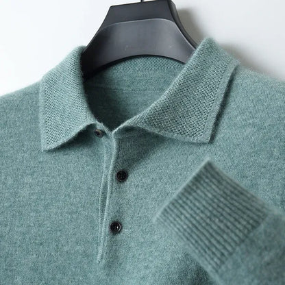 Men's Soft Long Sleeve Polo Shirt – Gavin - Green