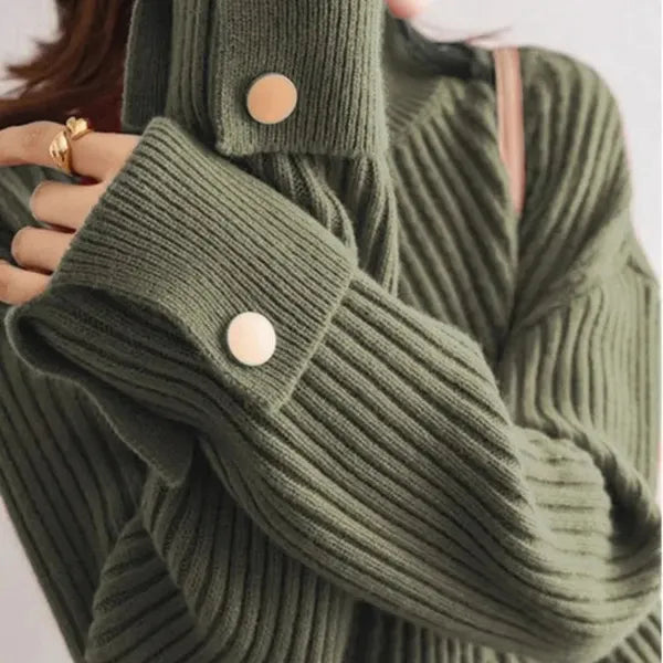 Niko Oversized High Neck Cotton Blend Sweater - view 10