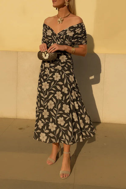 Valentina Off-Shoulder Floral Midi Dress - view 4