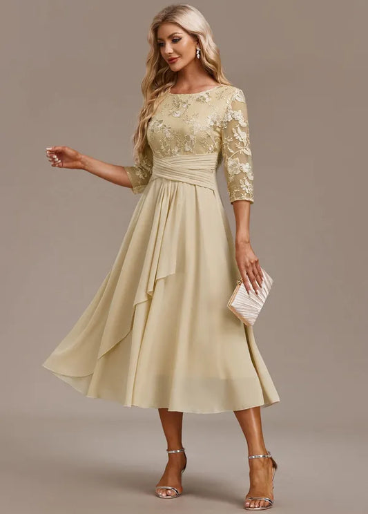 Bellamy Floral Embroidered 3/4 Sleeve Dress