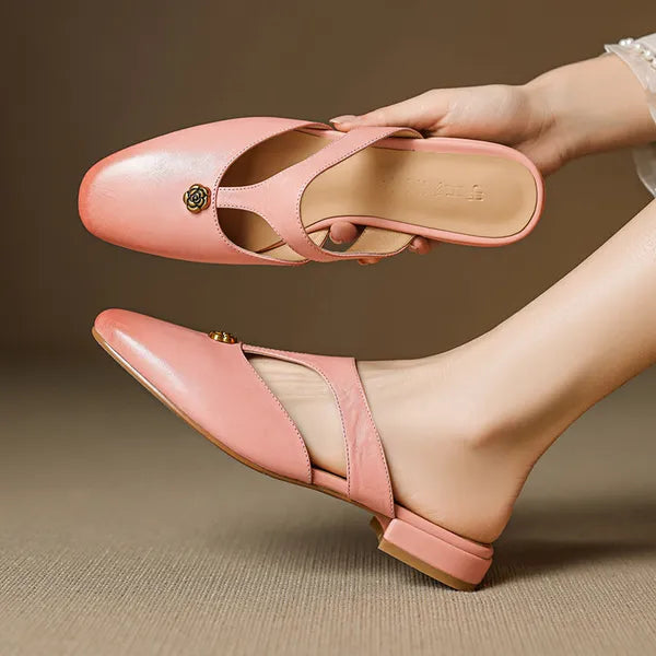 Roslyn Premium Leather T-Strap Mules