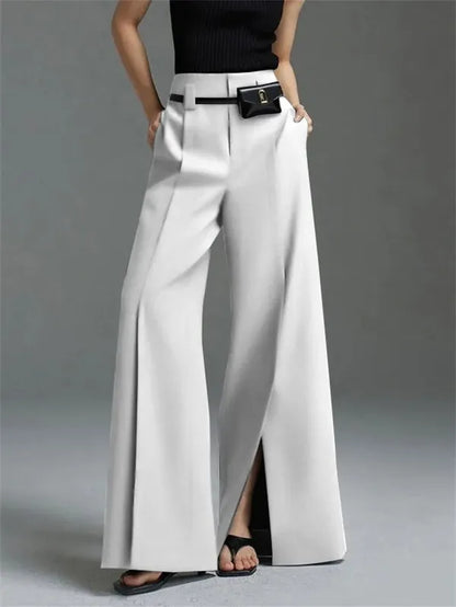 Aria high-waist pleated wide-leg trousers
