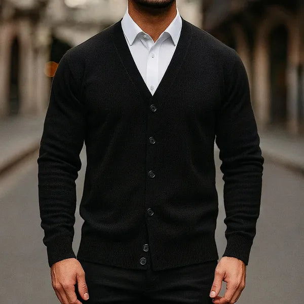 Caldura Premium Wool-Blend V-Neck Cardigan