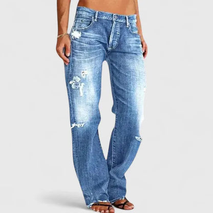 Harper Low-Rise Distressed Straight Leg Jeans - view 6
