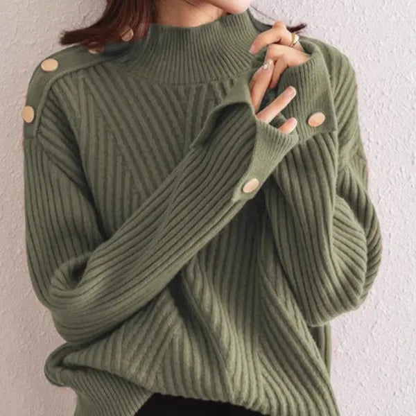 Niko Oversized High Neck Cotton Blend Sweater - view 2