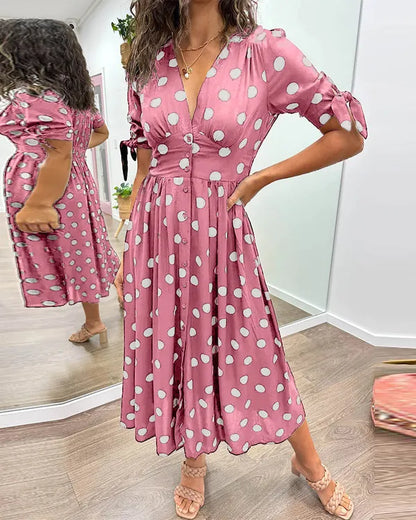 Vivienne Polka Dot V-Neck Dress - view 11