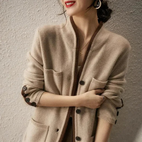 Anne wool-blend wrap cardigan with contrast details – view 11