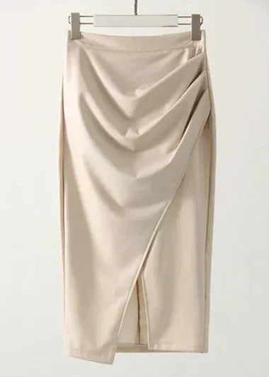 Maeve Premium Leather Midi Skirt with Front Slit - view 12