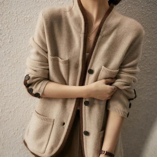 Anne wool-blend wrap cardigan with contrast details – view 14