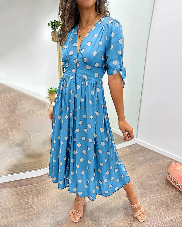 Vivienne Polka Dot V-Neck Dress - view 15