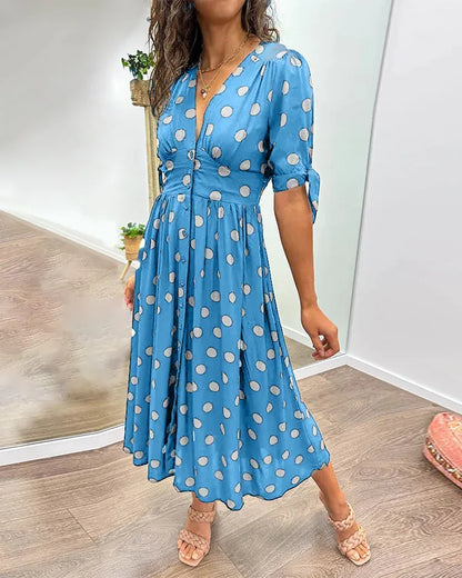 Vivienne Polka Dot V-Neck Dress - view 15