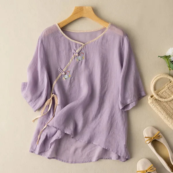 Amara breathable cotton-linen half-sleeve shirt – view 2