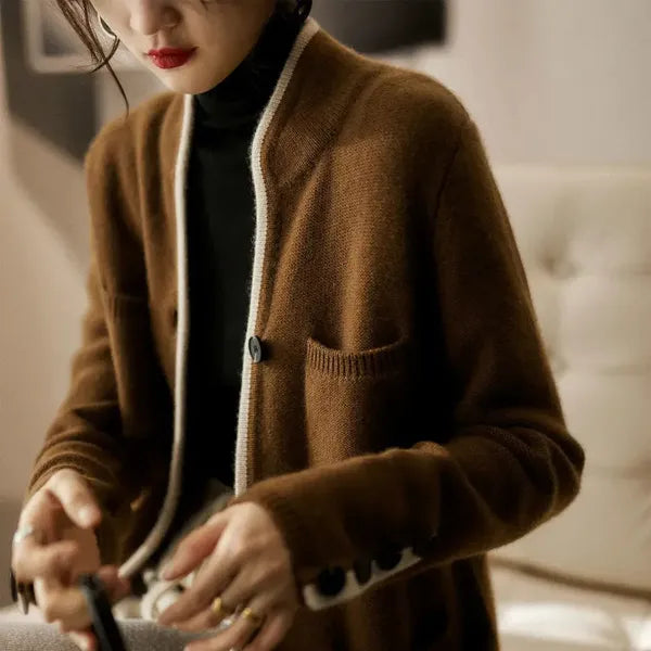 Anne wool-blend wrap cardigan with contrast details – view 2