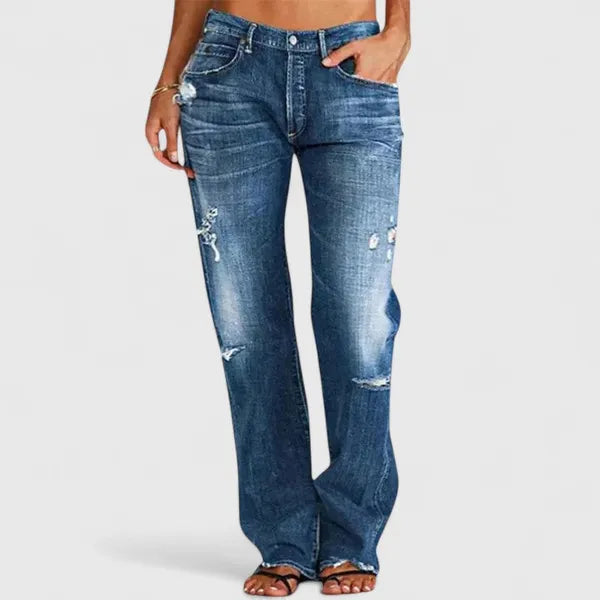 Harper Low-Rise Distressed Straight Leg Jeans - view 2