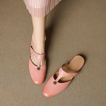 Roslyn Premium Leather T-Strap Mules - view 2