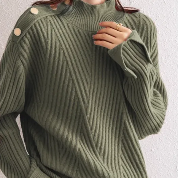 Niko Oversized High Neck Cotton Blend Sweater - view 3