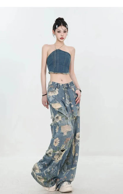 Fiona Wide-Leg Floral Print Jeans - view 25