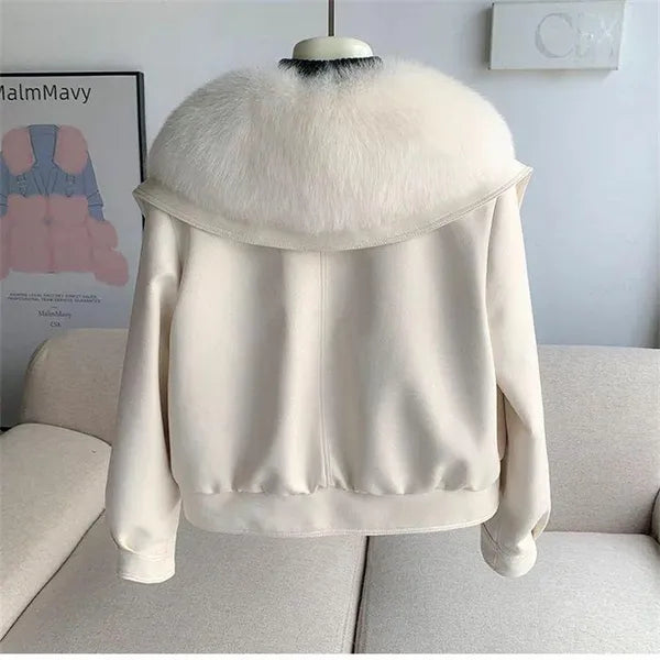 Andra faux fur collar double-faced winter coat – view 3