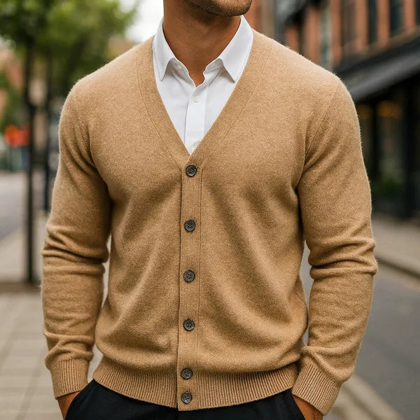 Caldura Premium Wool-Blend V-Neck Cardigan – view 3