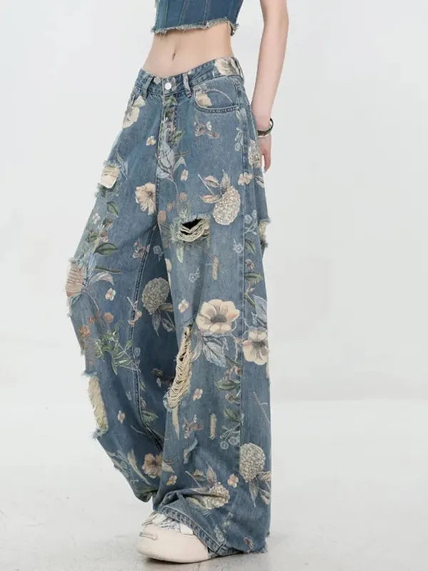 Fiona Wide-Leg Floral Print Jeans - view 3