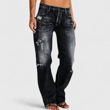 Harper Low-Rise Distressed Straight Leg Jeans - view 3
