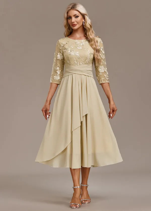 Bellamy Floral Embroidered 3/4 Sleeve Dress – view 3