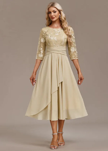 Bellamy Floral Embroidered 3/4 Sleeve Dress – view 3