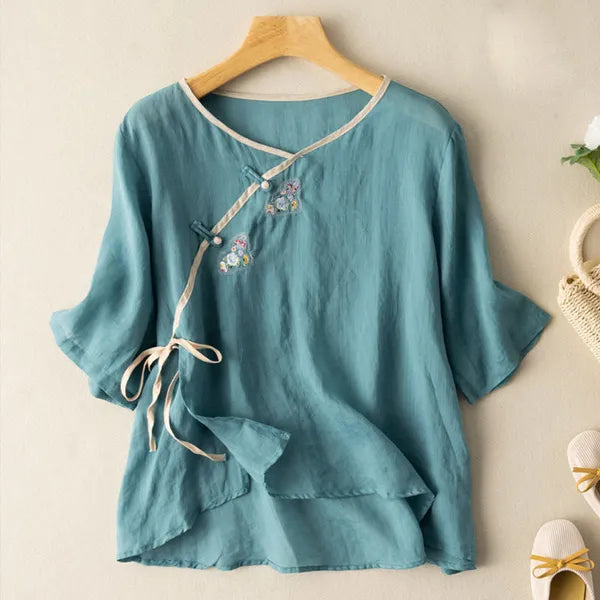 Amara breathable cotton-linen half-sleeve shirt – view 3