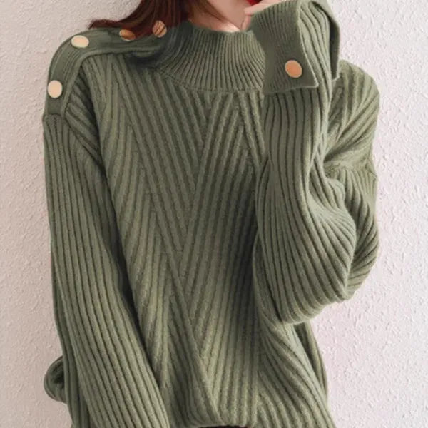 Niko Oversized High Neck Cotton Blend Sweater - view 4
