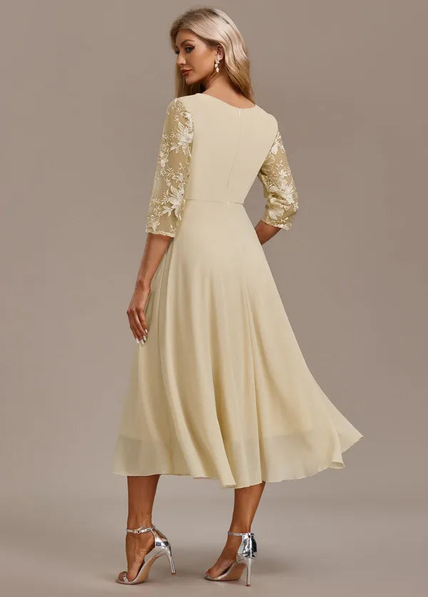 Bellamy Floral Embroidered 3/4 Sleeve Dress – view 4