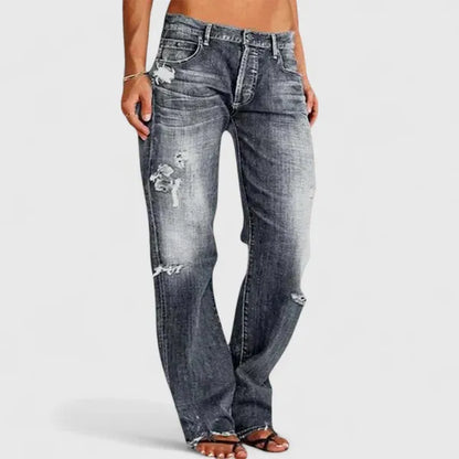 Harper Low-Rise Distressed Straight Leg Jeans - view 4