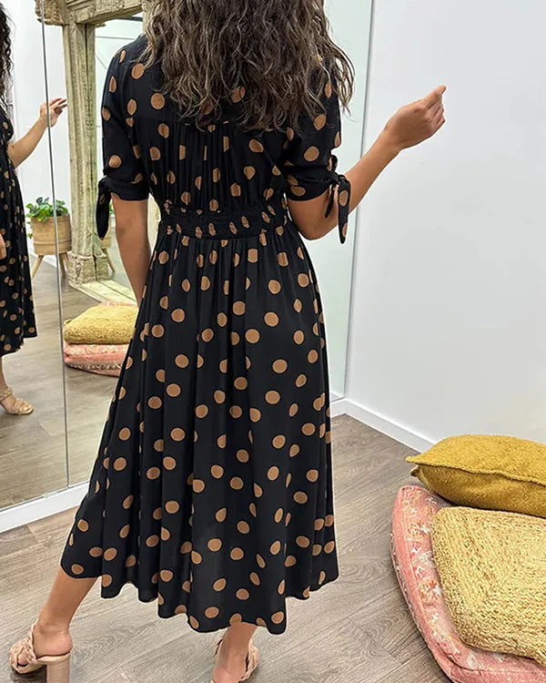Vivienne Polka Dot V-Neck Dress - view 4