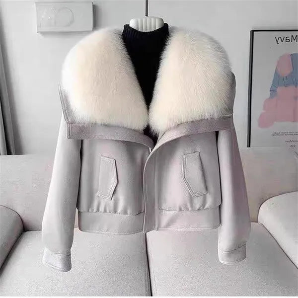 Andra faux fur collar double-faced winter coat – view 4