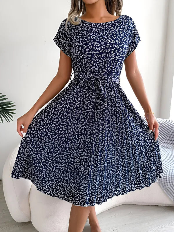 Roselyn Pleated Floral A-Line Dress - view 4