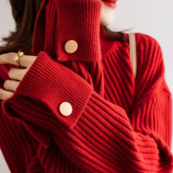 Niko Oversized High Neck Cotton Blend Sweater - view 5