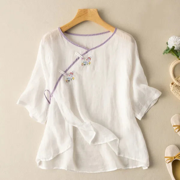 Amara breathable cotton-linen half-sleeve shirt – view 5