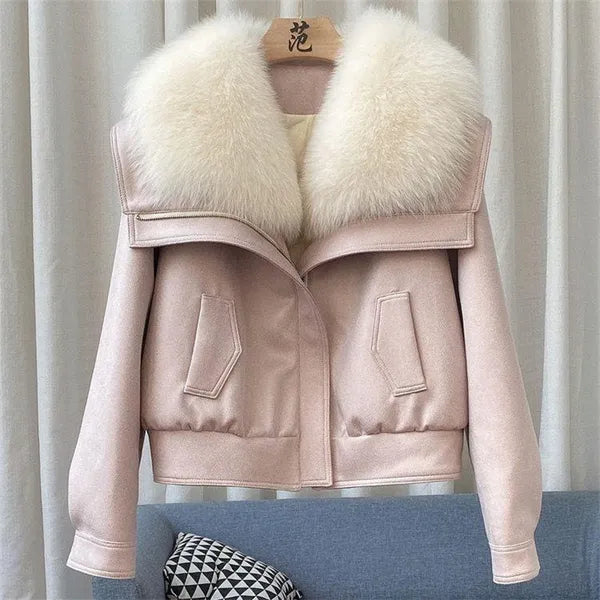Andra faux fur collar double-faced winter coat – view 5