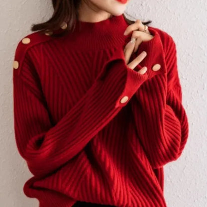 Niko Oversized High Neck Cotton Blend Sweater - view 6