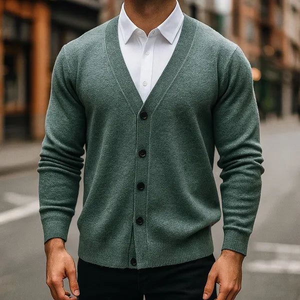Caldura Premium Wool-Blend V-Neck Cardigan – view 6