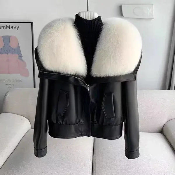 Andra faux fur collar double-faced winter coat – view 7