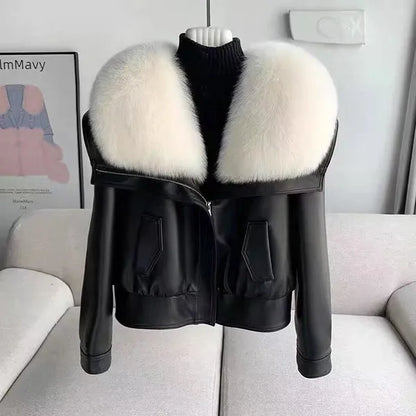 Andra faux fur collar double-faced winter coat – view 7