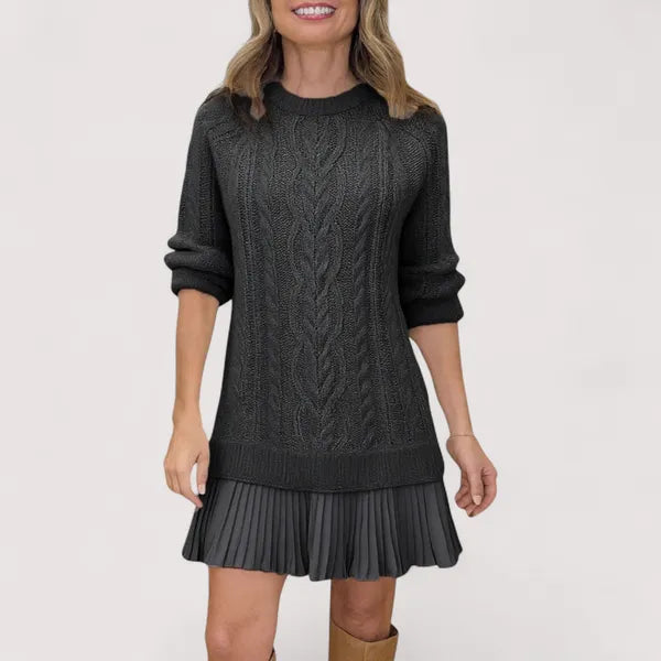 Savina Knit Everyday Dress black color option and knit texture