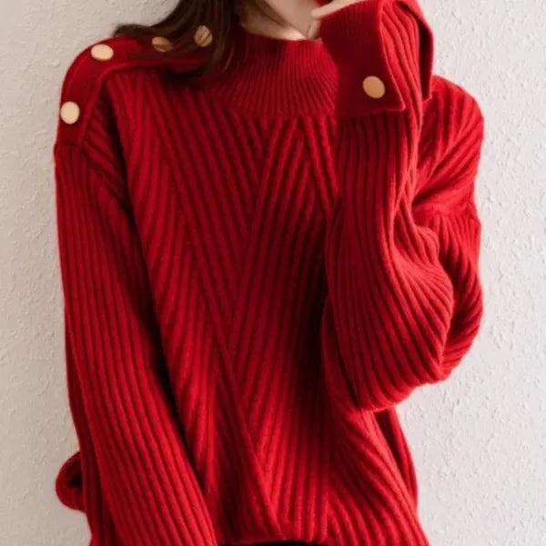 Niko Oversized High Neck Cotton Blend Sweater - view 8